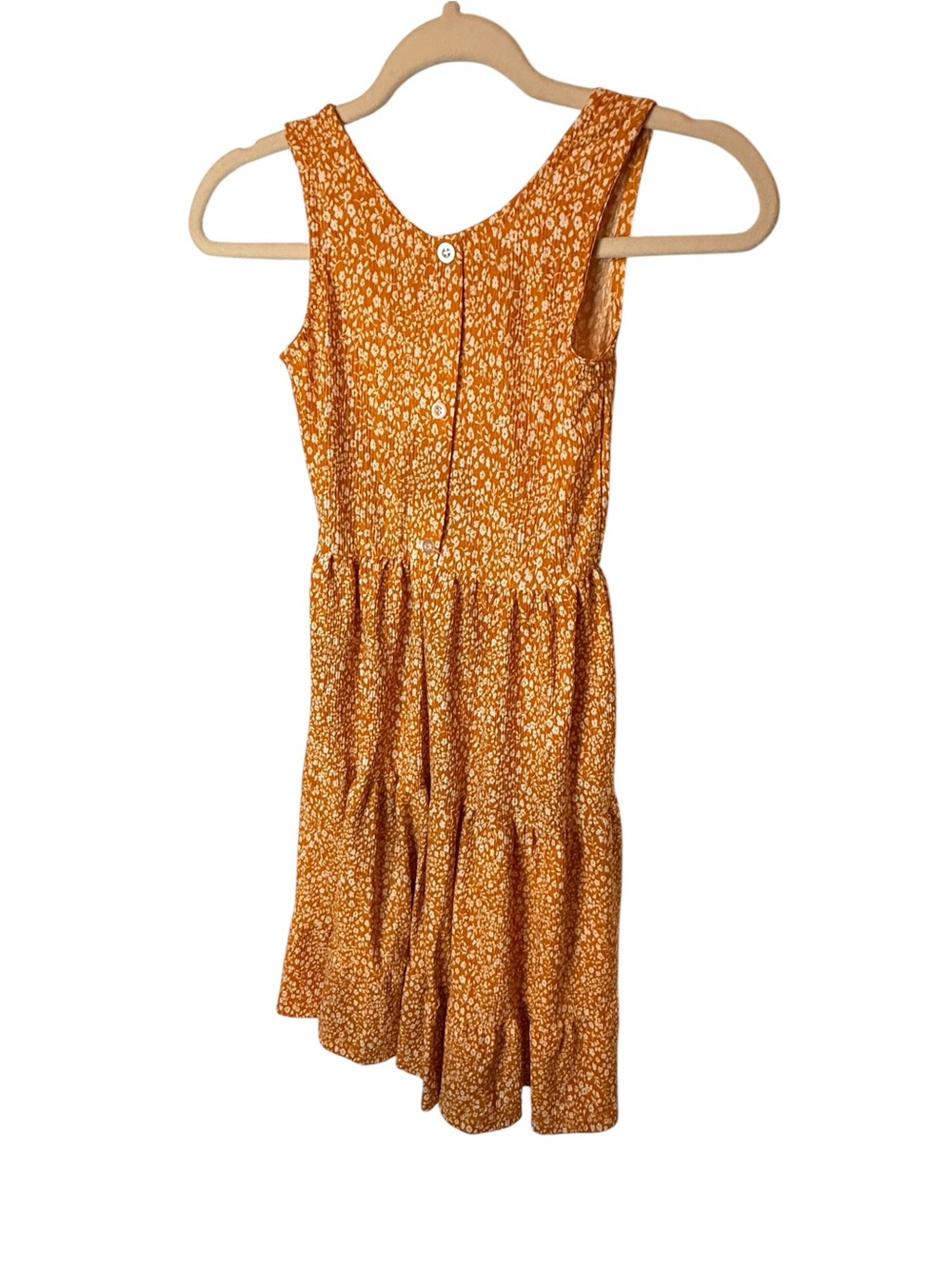 Blueberi boulevard Girls' Mustard Floral Tiered Sundress
